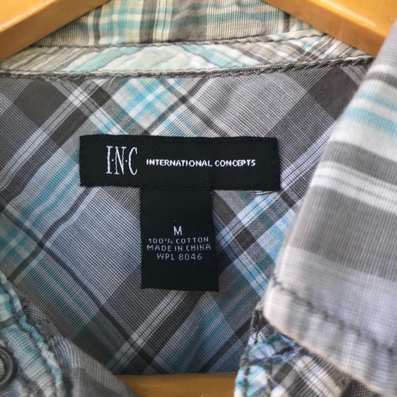 Men’s M INC plaid button down shirt - Picture 3 of 4